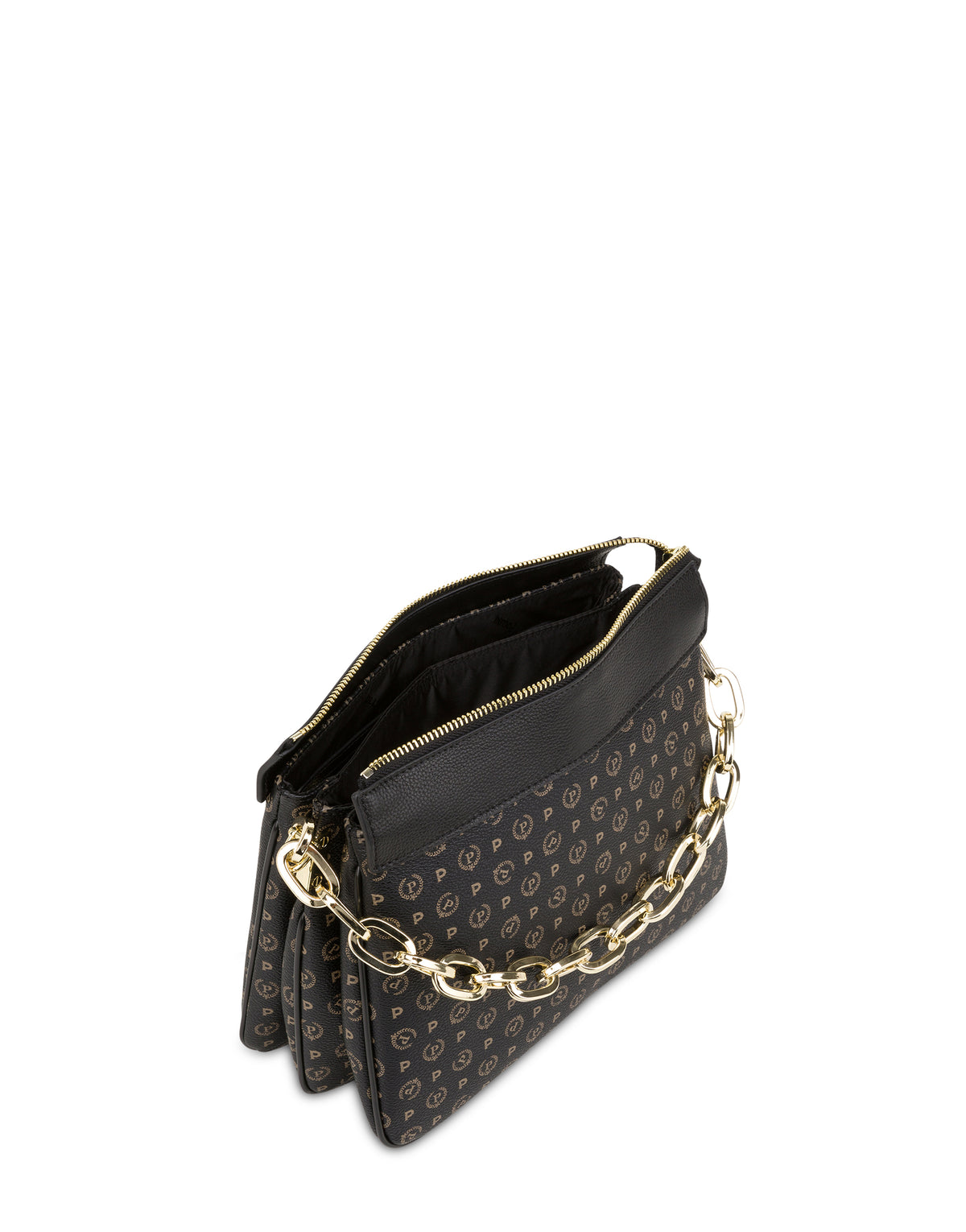 Pollini Linea Heritage Borsa A Spalla Heritage Pvc Nero/nero