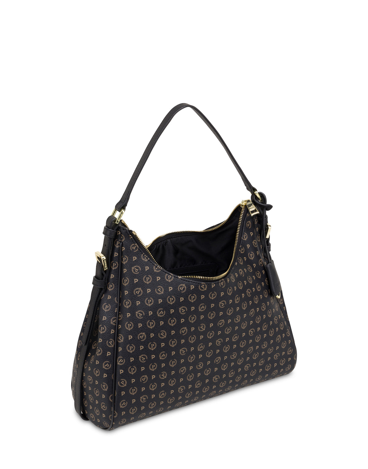 Pollini Linea Heritage Hobo Bag Heritage Pvc Nero/nero
