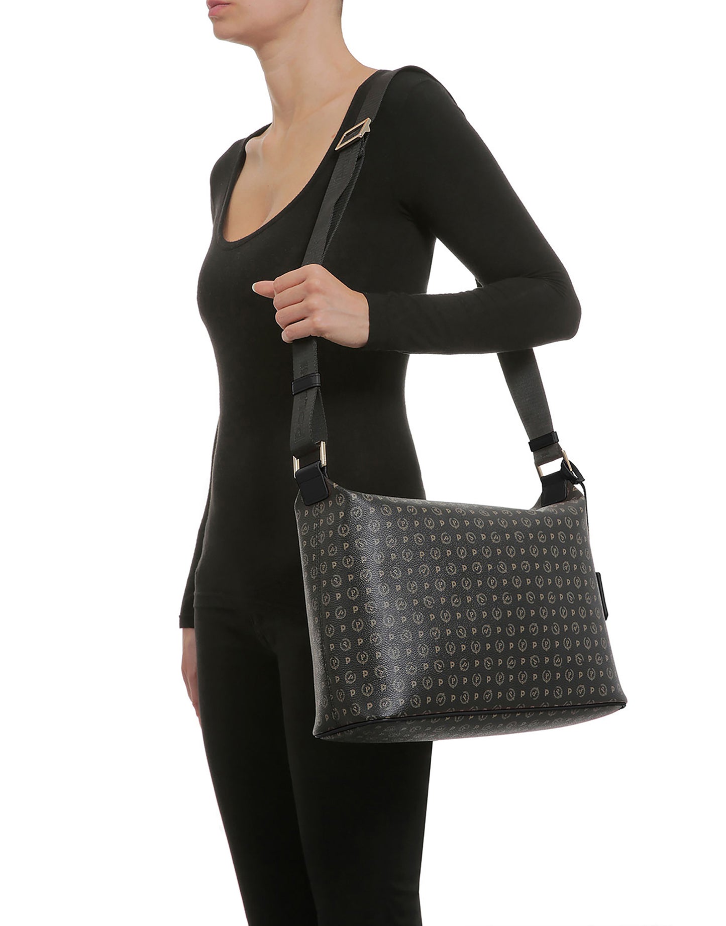 Linea Heritage Borsa Hobo Heritage Logo Classic Nero/nero