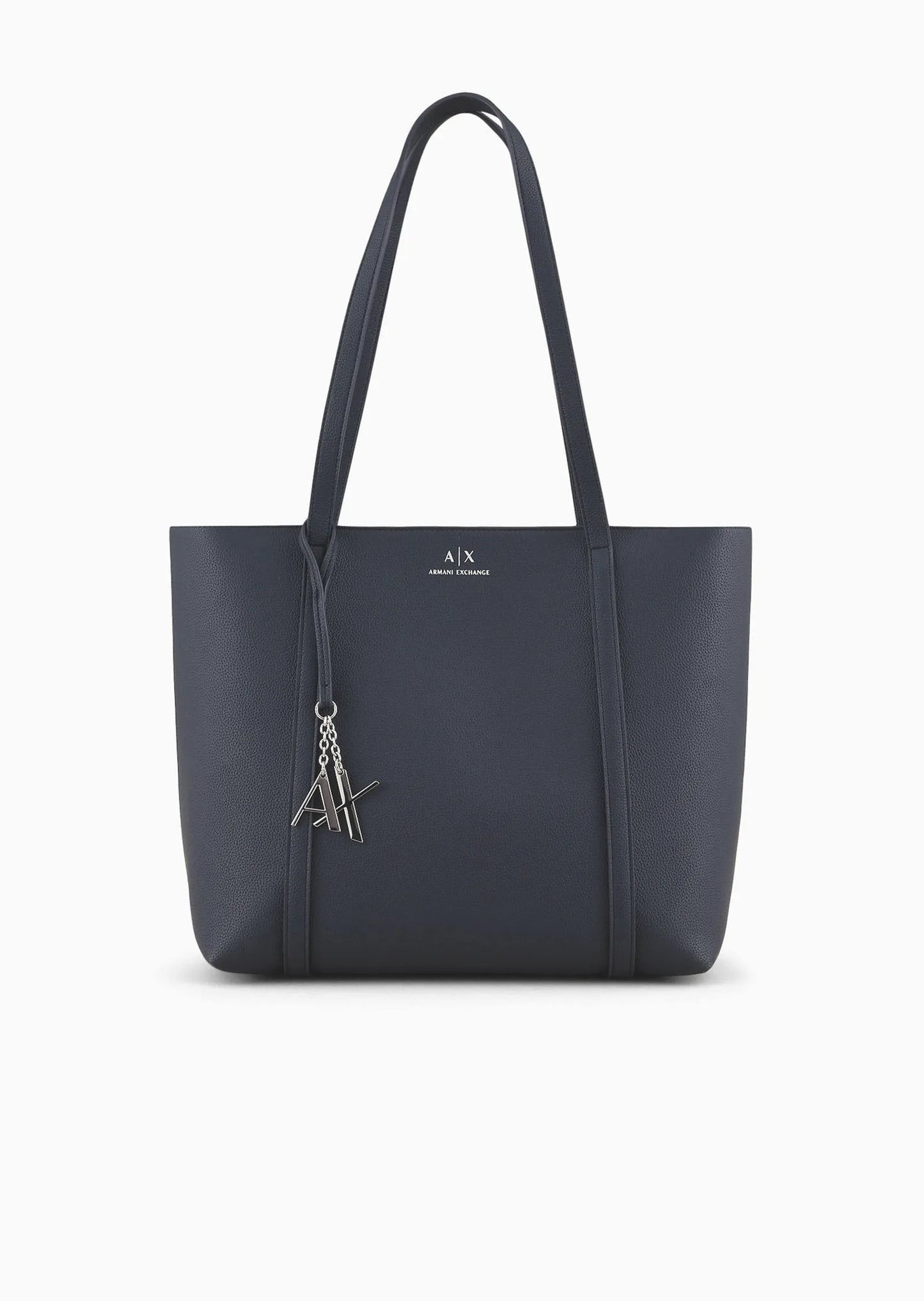 Shopping bag con doppi manici e charm logo