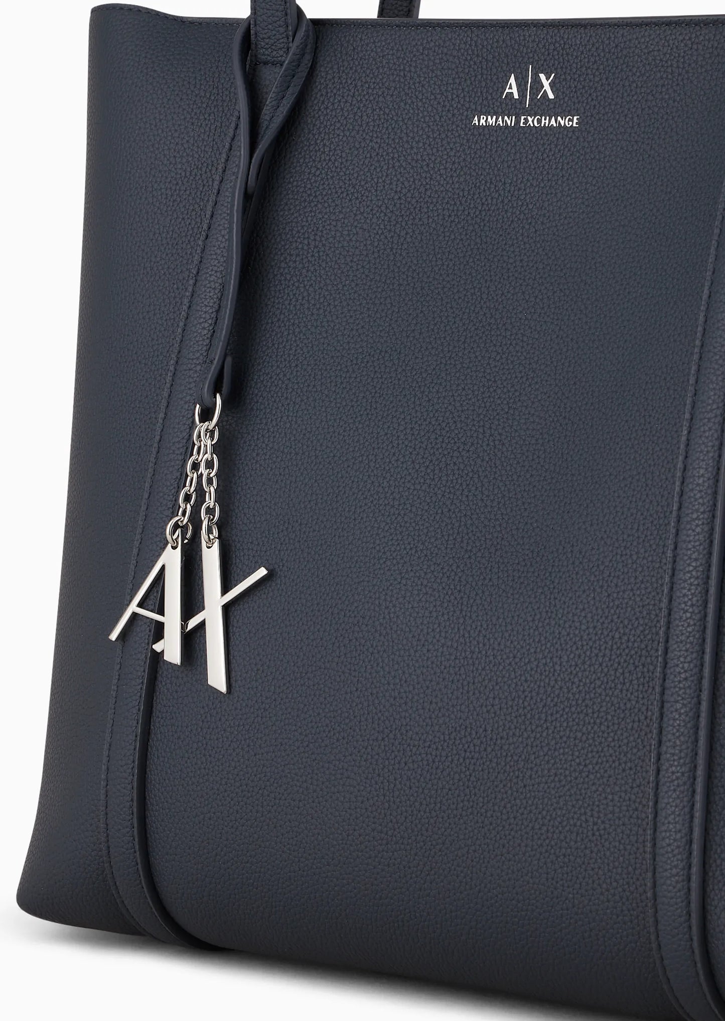 Shopping bag con doppi manici e charm logo