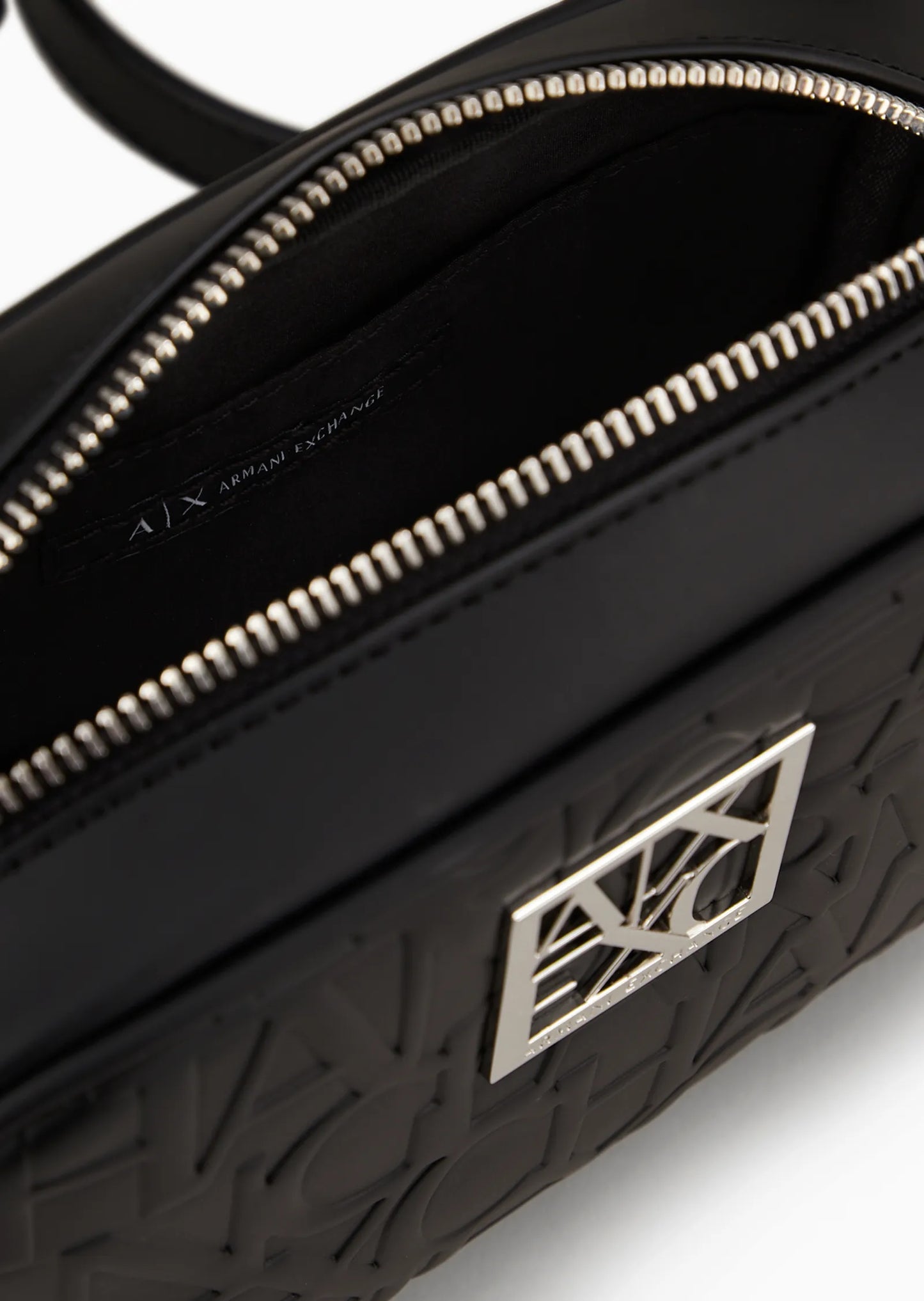 Camera case con scritta logo all-over a contrasto