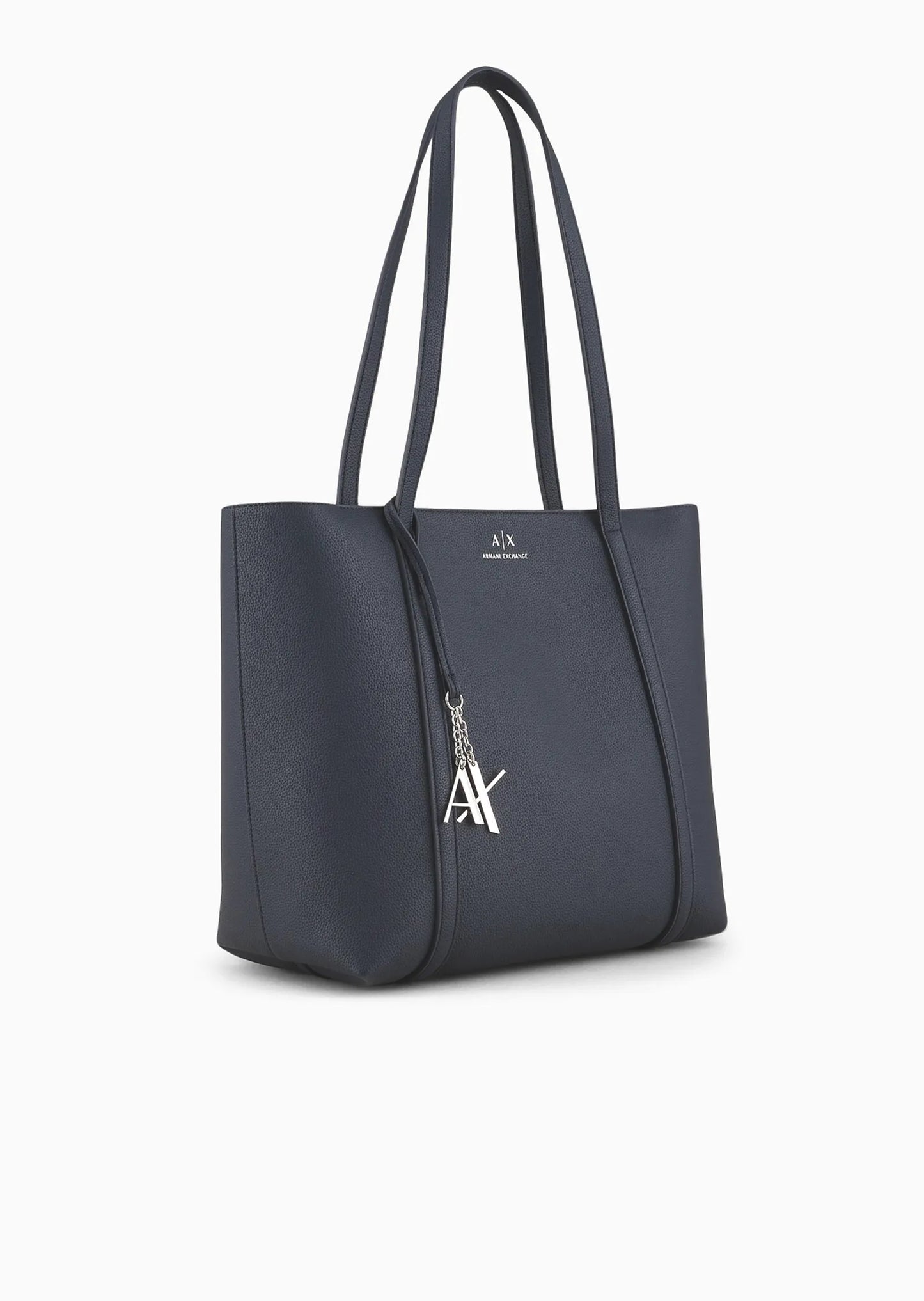 Shopping bag con doppi manici e charm logo