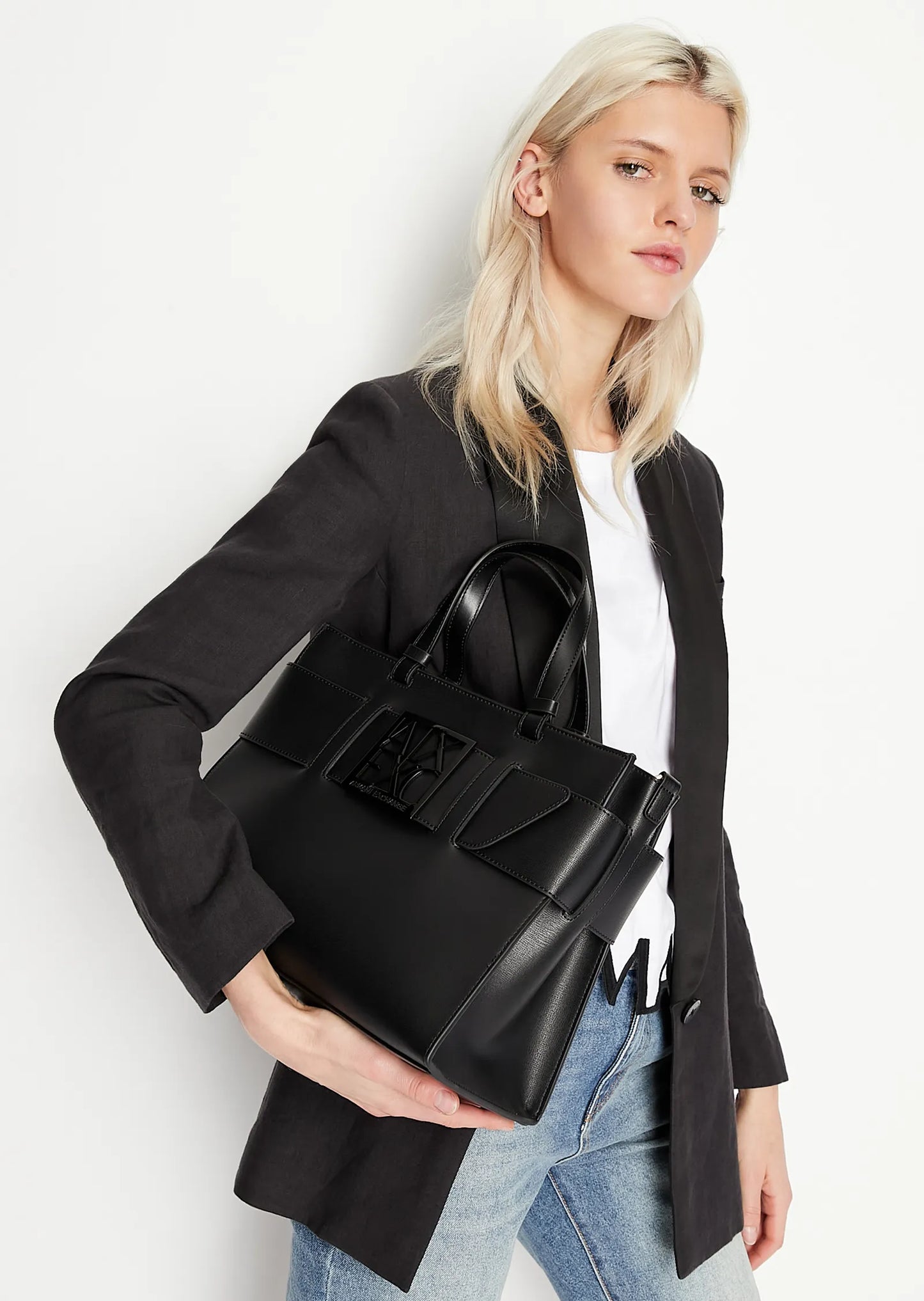 Tote bag grande con doppi manici e tracolla