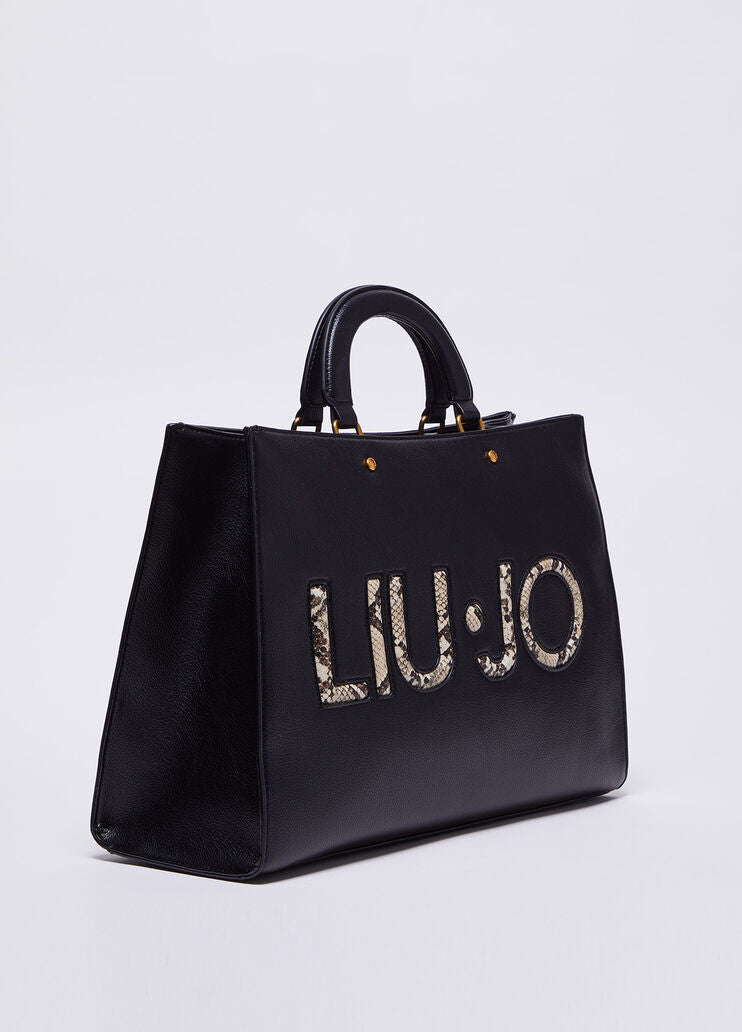 Borsa a mano con logo pitonato