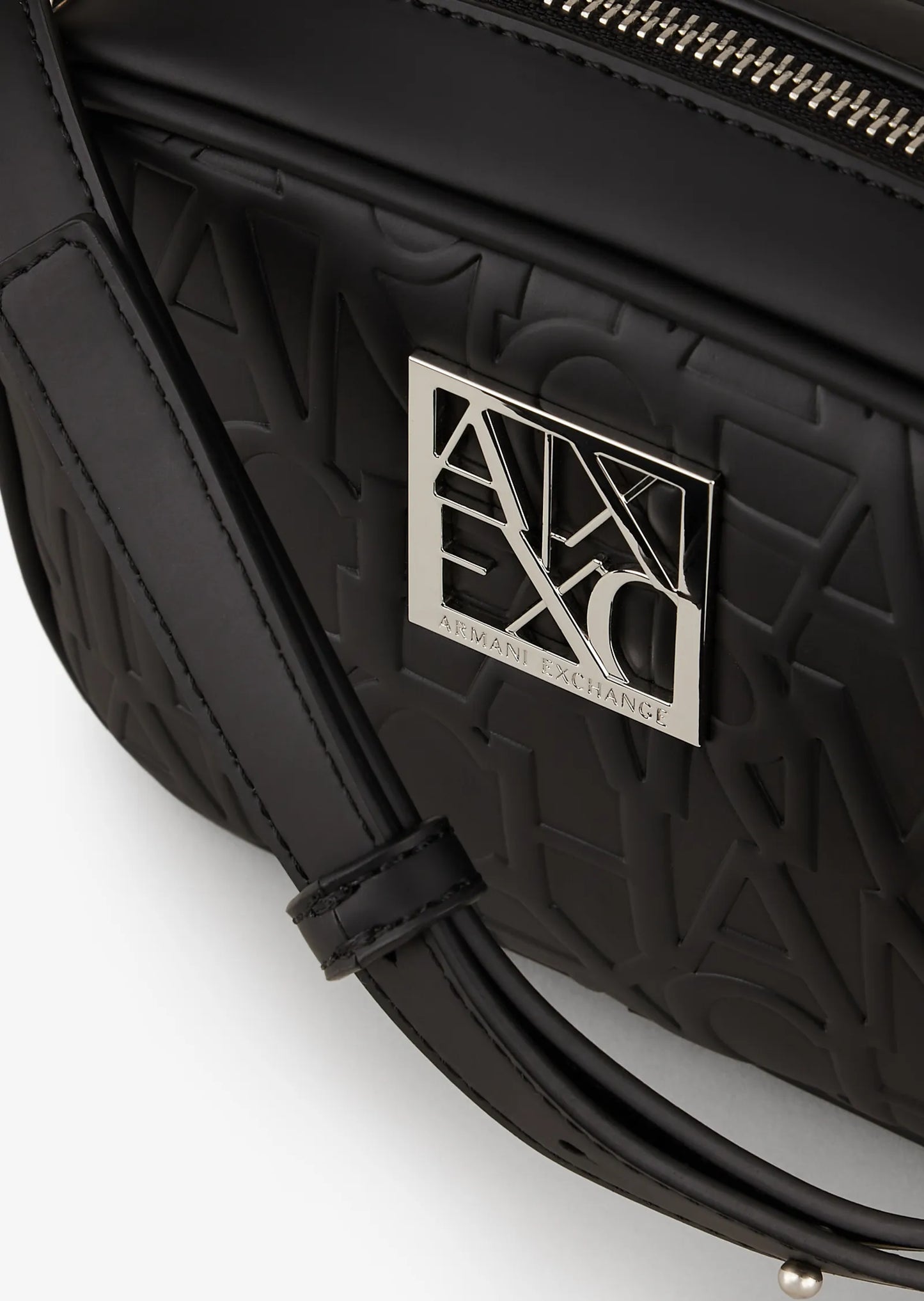Camera case con scritta logo all-over a contrasto