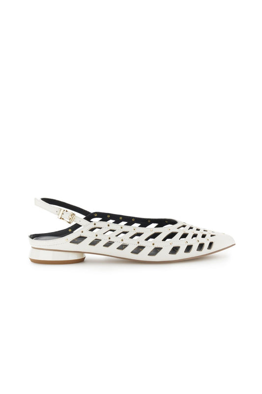 slingback in nappa traforata con borchie e laccino bianco CafèNoir