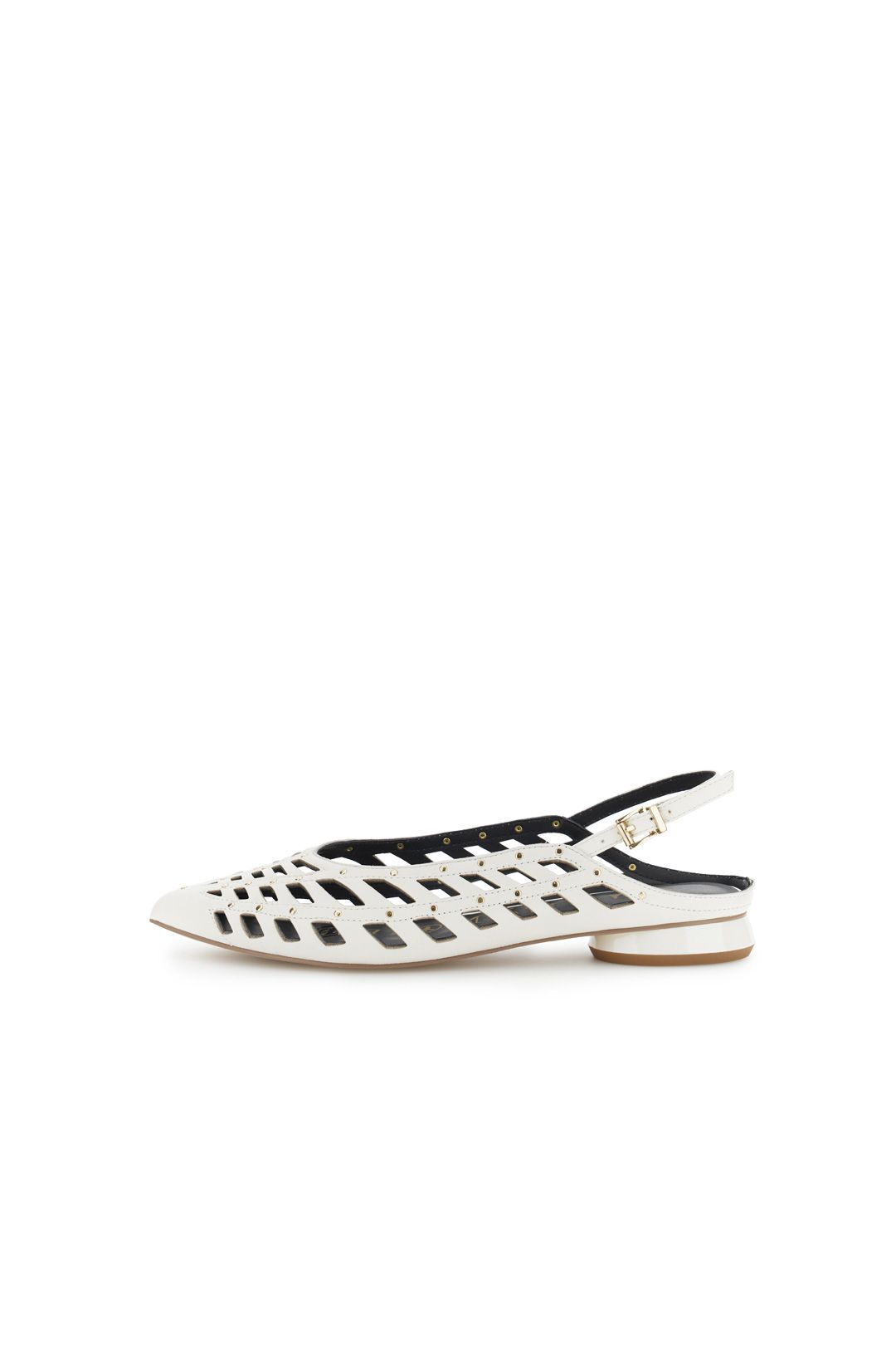 slingback in nappa traforata con borchie e laccino bianco CafèNoir