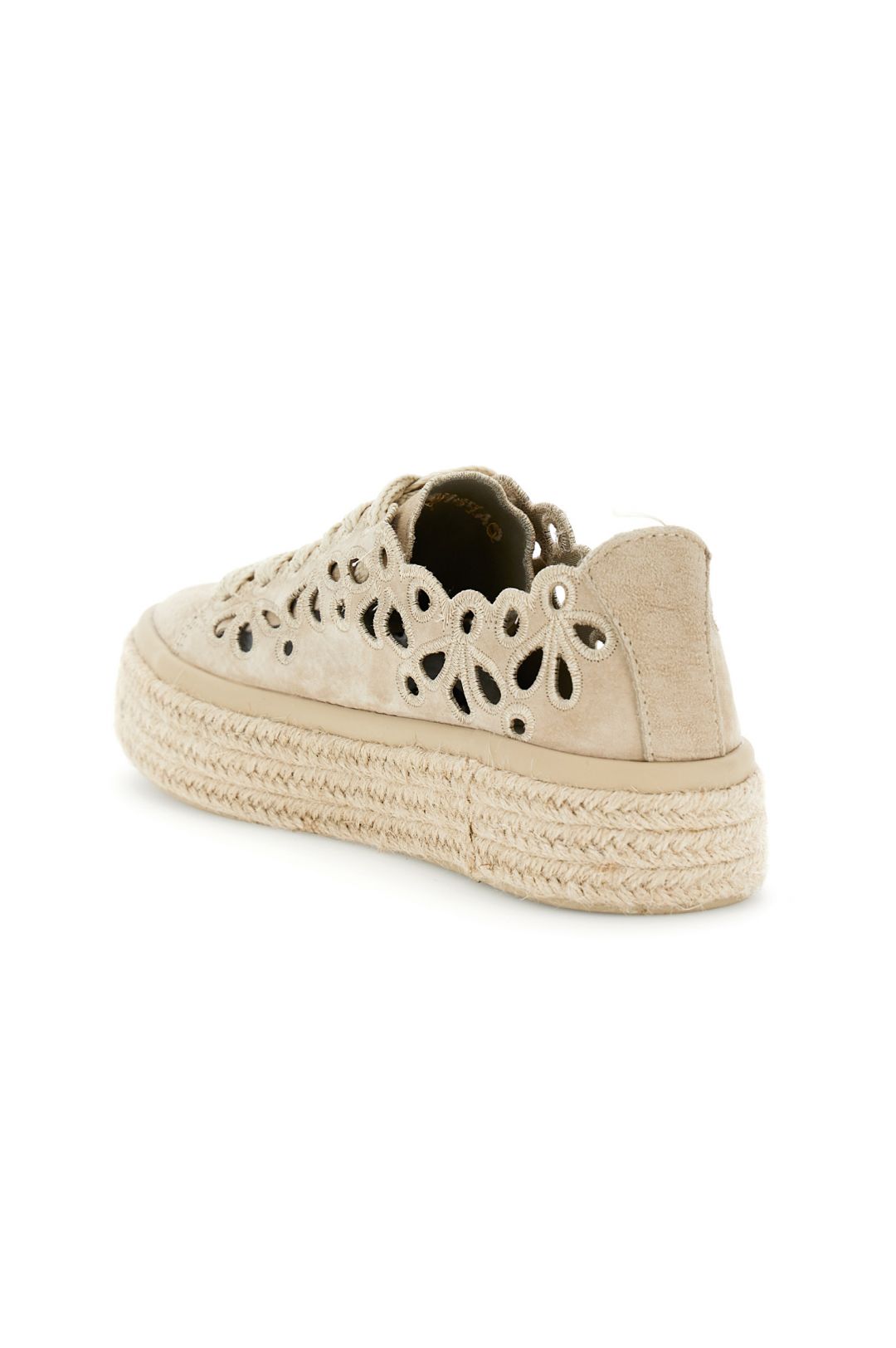 sneakers allacciate in pelle con intagli laserati beige CafèNoir
